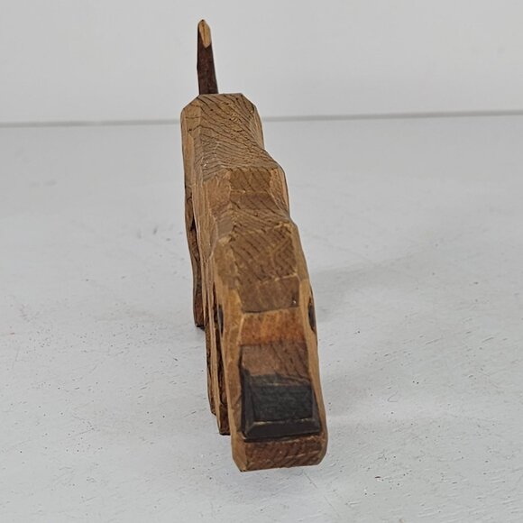 Hand-Carved Wooden Dog Figurine Bloodhound Long Ears Raised Tail *REPAIRED* - Picture 2 of 7